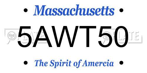 5AWT50 Massachusetts License Plate