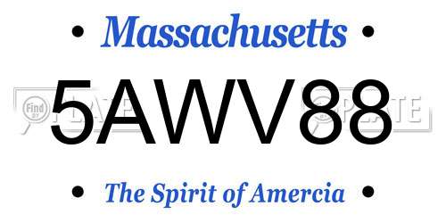 5AWV88 Massachusetts License Plate