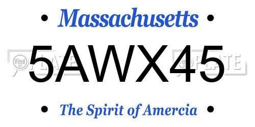 5AWX45 Massachusetts License Plate