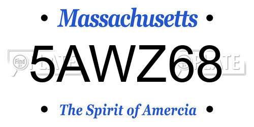 5AWZ68 Massachusetts License Plate