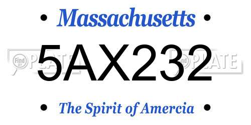5AX232 Massachusetts License Plate