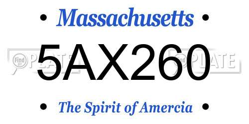 5AX260 Massachusetts License Plate