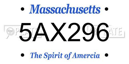 5AX296 Massachusetts License Plate