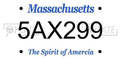 5AX299 Massachusetts License Plate