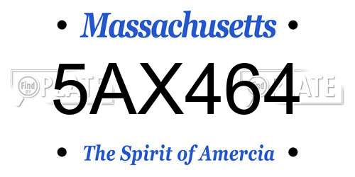 5AX464 Massachusetts License Plate