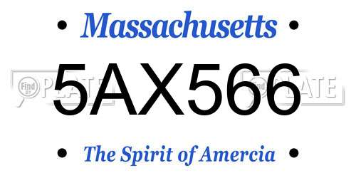 5AX566 Massachusetts License Plate