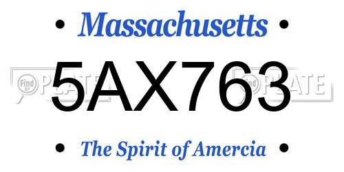 5AX763 Massachusetts License Plate