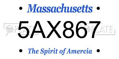 5AX867 Massachusetts License Plate