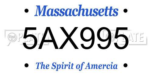 5AX995 Massachusetts License Plate