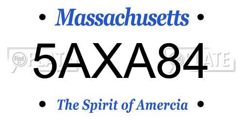 5AXA84 Massachusetts License Plate