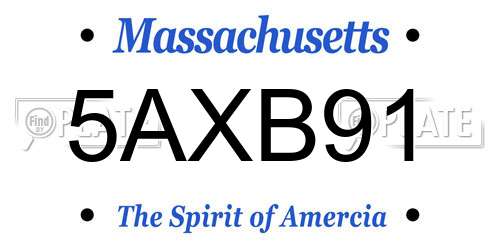 5AXB91 Massachusetts License Plate