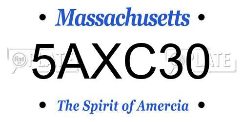 5AXC30 Massachusetts License Plate