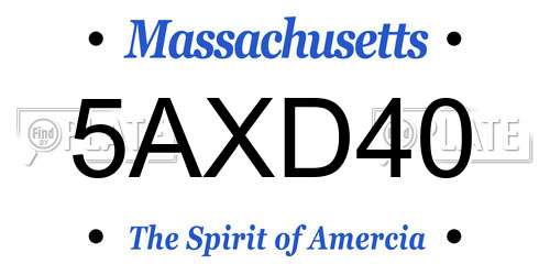 5AXD40 Massachusetts License Plate