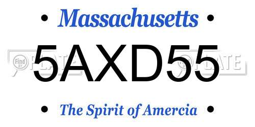 5AXD55 Massachusetts License Plate