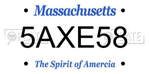 5AXE58 Massachusetts License Plate