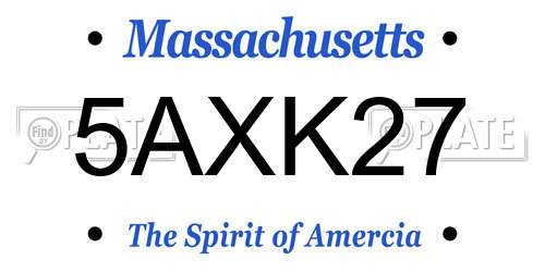 5AXK27 Massachusetts License Plate