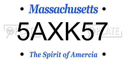 5AXK57 Massachusetts License Plate