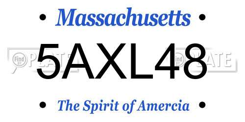 5AXL48 Massachusetts License Plate