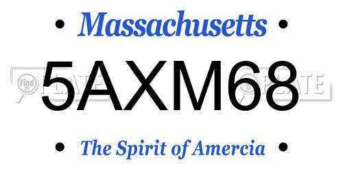 5AXM68 Massachusetts License Plate