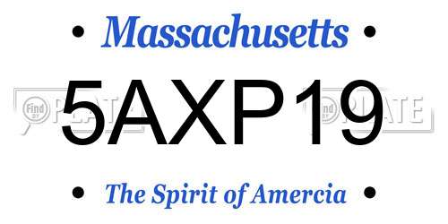 5AXP19 Massachusetts License Plate