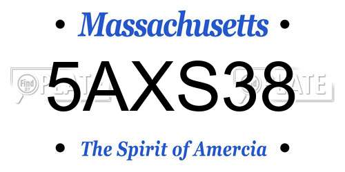 5AXS38 Massachusetts License Plate