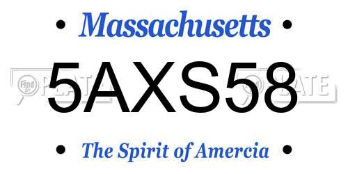 5AXS58 Massachusetts License Plate