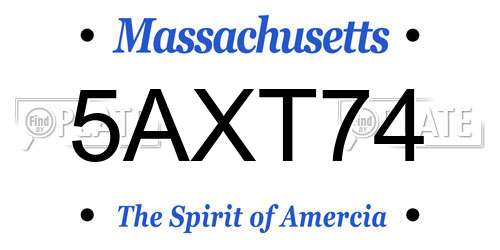 5AXT74 Massachusetts License Plate