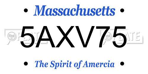 5AXV75 Massachusetts License Plate