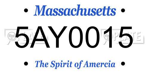 5AY0015 Massachusetts License Plate