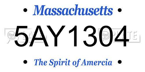 5AY1304 Massachusetts License Plate