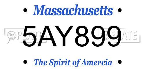 5AY899 Massachusetts License Plate