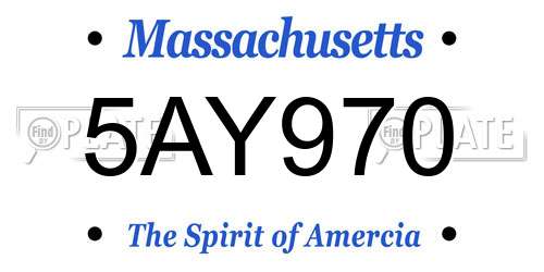 5AY970 Massachusetts License Plate