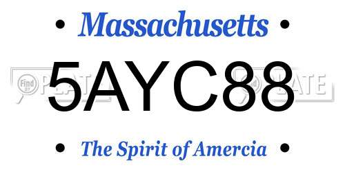 5AYC88 Massachusetts License Plate