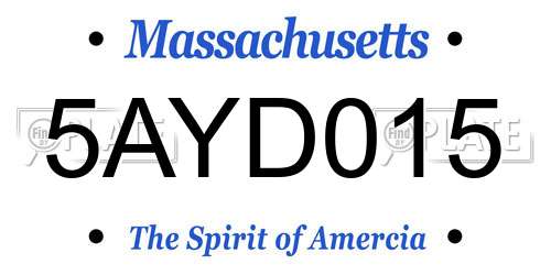 5AYD015 Massachusetts License Plate