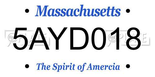 5AYD018 Massachusetts License Plate