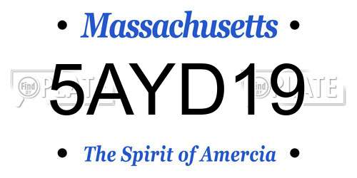 5AYD19 Massachusetts License Plate