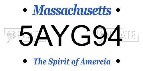 5AYG94 Massachusetts License Plate