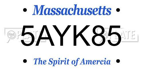 5AYK85 Massachusetts License Plate