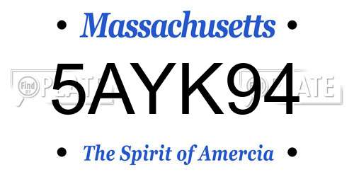 5AYK94 Massachusetts License Plate