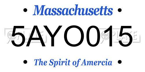 5AYO015 Massachusetts License Plate