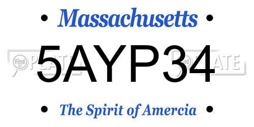 5AYP34 Massachusetts License Plate