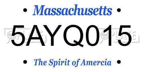 5AYQ015 Massachusetts License Plate