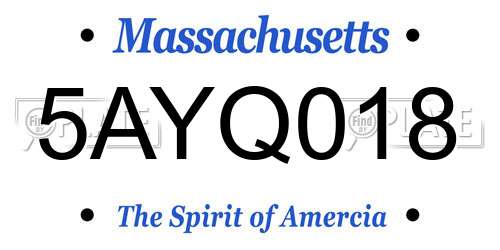 5AYQ018 Massachusetts License Plate