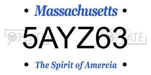 5AYZ63 Massachusetts License Plate