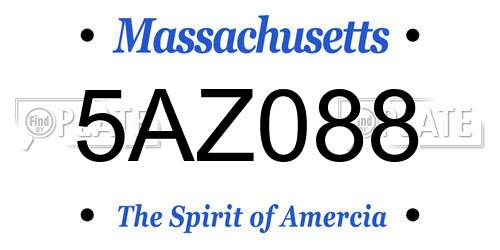 5AZ088 Massachusetts License Plate