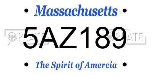 5AZ189 Massachusetts License Plate