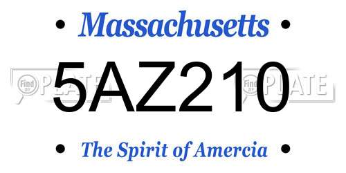 5AZ210 Massachusetts License Plate