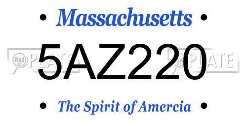 5AZ220 Massachusetts License Plate