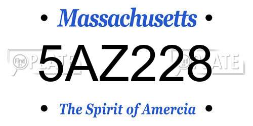 5AZ228 Massachusetts License Plate