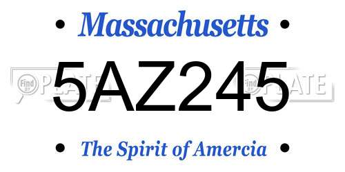 5AZ245 Massachusetts License Plate